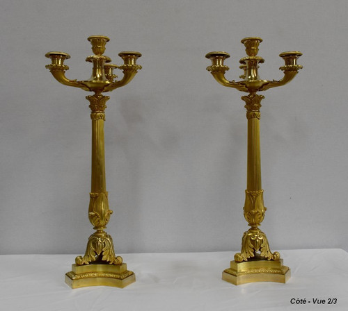 Pair of Gilded Bronze Candelabras, Louis-Philippe period - Early 19th century