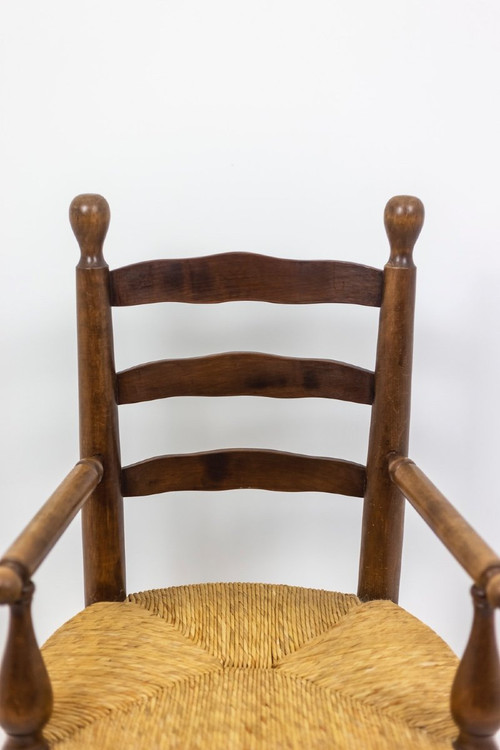 Pair De Fauteuils Paillés En Beech Naturel, Années 1950 - Ls4544331