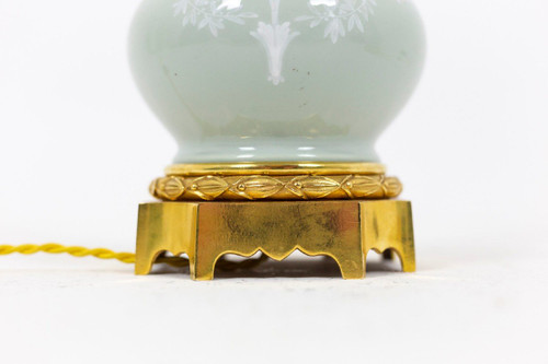 Paire De Lampe En Porcelaine Céladon De Style Louis XVI, Circa 1880 - Ls4364591