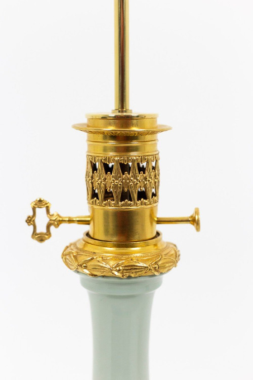 Paire De Lampe En Porcelaine Céladon De Style Louis XVI, Circa 1880 - Ls4364591