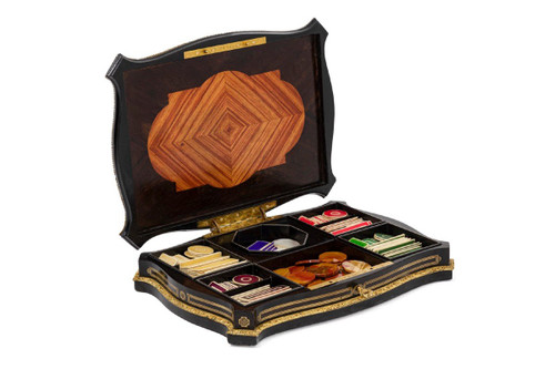 Wooden and gilded brass game box, Napoleon III period - Ls4369616