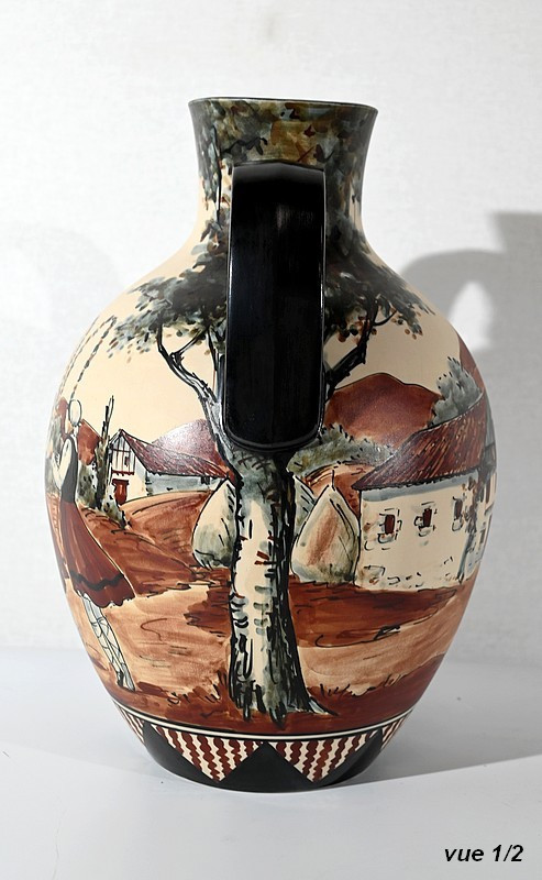 Ciboure stoneware vase, signed C. Fischer - Late 20th century