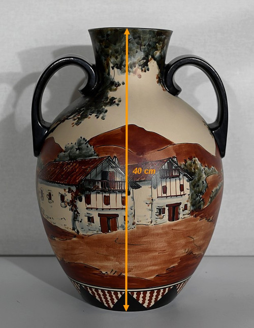 Ciboure stoneware vase, signed C. Fischer - Late 20th century