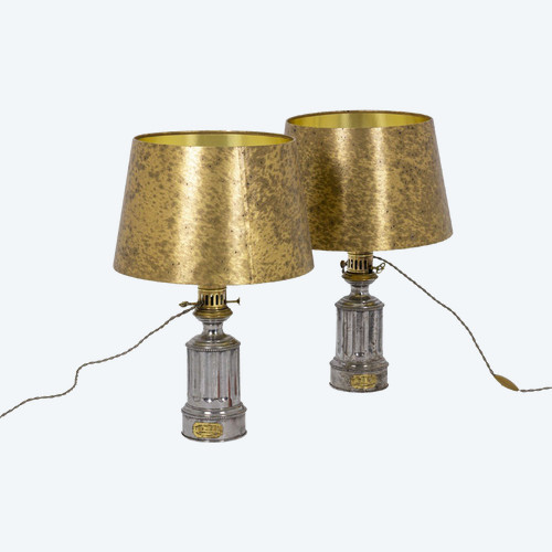 Pair Of Pewter Lamps, Circa 1880 - Ls4344621