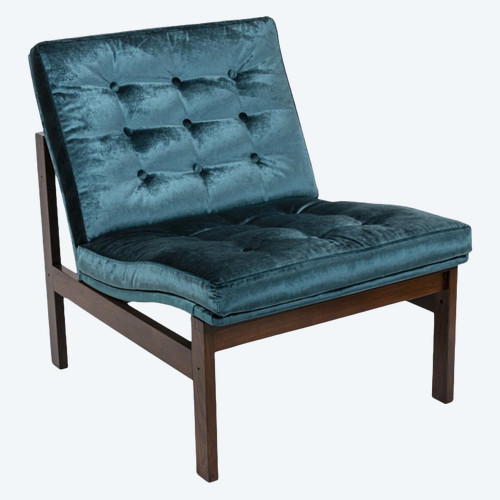 Dänischer Fireside Chair von France & Son aus Palisander und blauem Samt, 1962 – LS3705B1511