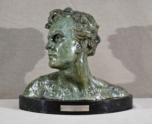 Important Bronze "Jean Mermoz", signed A.Ouline - 1st part 20th century