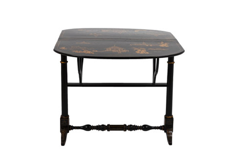 Table à Abattant De Style Chinoisant En Bois Laqué Noir, XIXe Siècle - Ls3540551