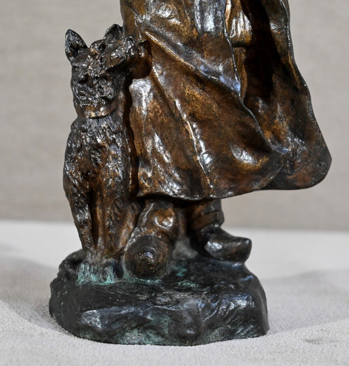 Bronze "The Shepherd and his Dog", signed G.Omerth - Early 20th century