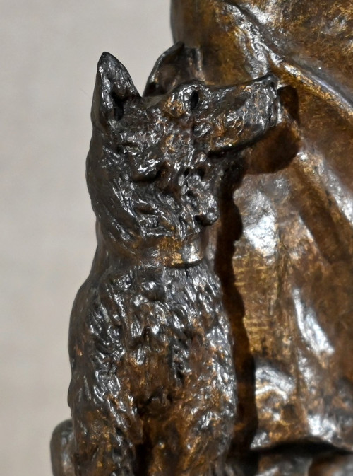 Bronze "The Shepherd and his Dog", signed G.Omerth - Early 20th century