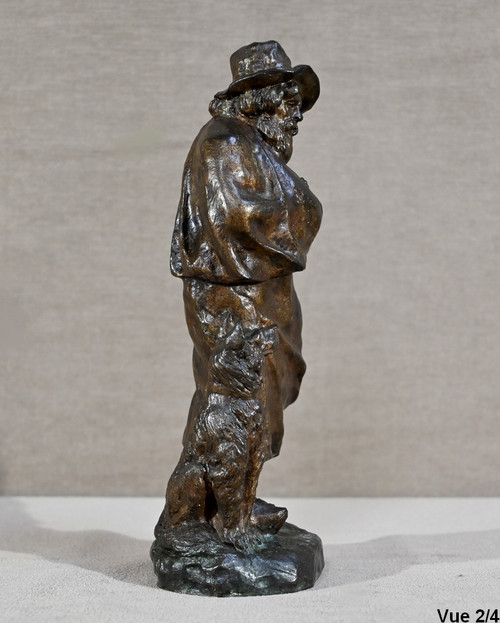 Bronze "The Shepherd and his Dog", signed G.Omerth - Early 20th century