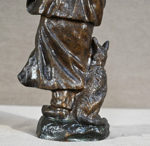 Bronze "The Shepherd and his Dog", signed G.Omerth - Early 20th century