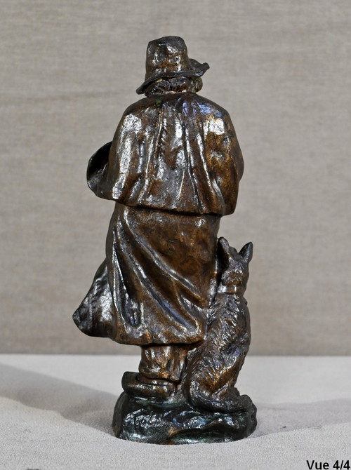 Bronze "The Shepherd and his Dog", signed G.Omerth - Early 20th century