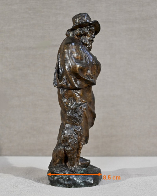 Bronze "The Shepherd and his Dog", signed G.Omerth - Early 20th century