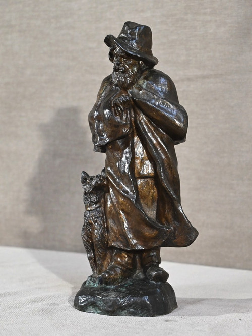 Bronze "The Shepherd and his Dog", signed G.Omerth - Early 20th century