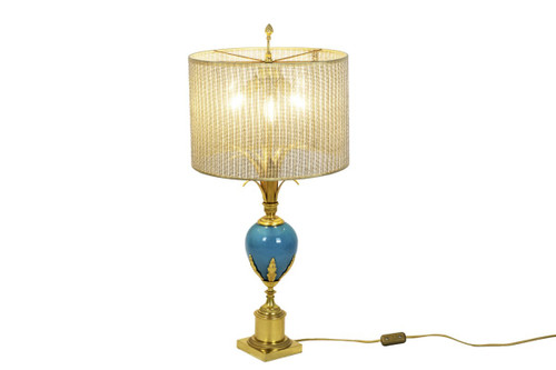 Lampada in opalino turchese e bronzo dorato, anni '70 - Op479721