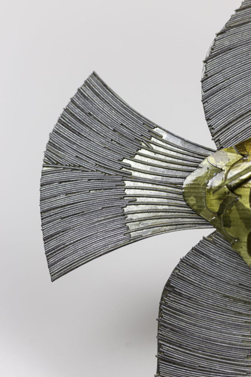 Fish In Copper, Brass And Pewter Leaves, 1970s - Op44281