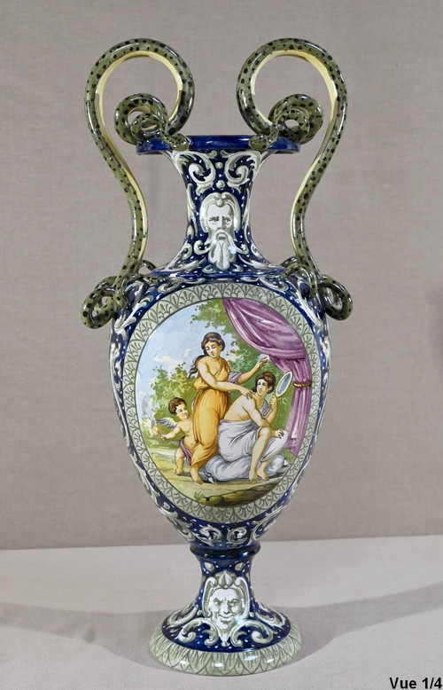 Important Vase en Faïence, style Renaissance – 2ème partie XIXe