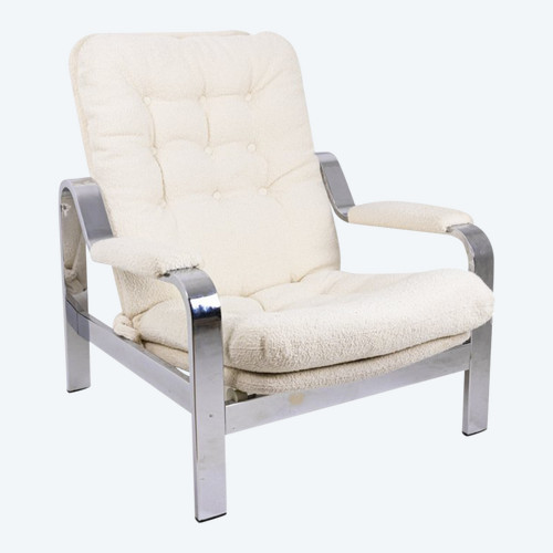 Modular Armchair In Chromed Metal, 1970s - Ls39151201