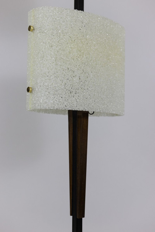 Lampada da terra in resina di granito e legno, anni '50 - Ls4213521