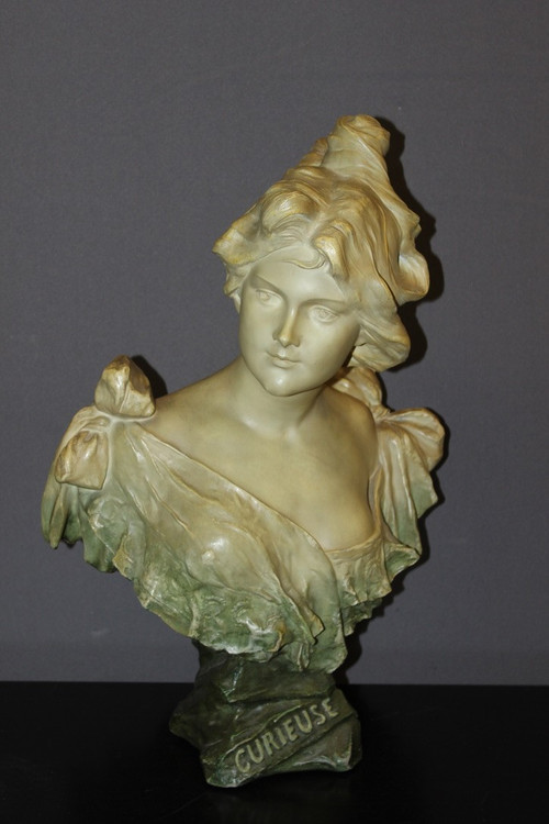 Art Nouveau Sculpture Of Young Woman Titled Curious By Madrassi