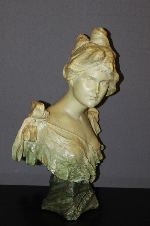 Art Nouveau Sculpture Of Young Woman Titled Curious By Madrassi