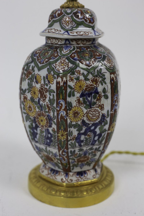 Small Delft Earthenware And Gilt Bronze Lamp, Circa 1880 - Ls2924231