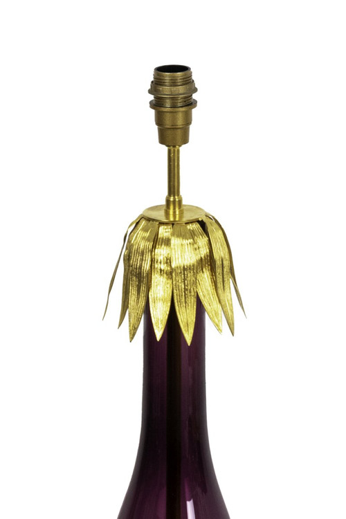 Lampe En Verre Aubergine Et Laiton Doré, Années 1970 - Ls4101261