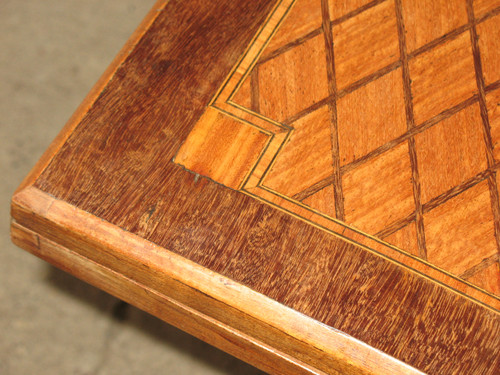 Games and system table in marquetry decorated with diamonds, 19th century, Louis XVI style