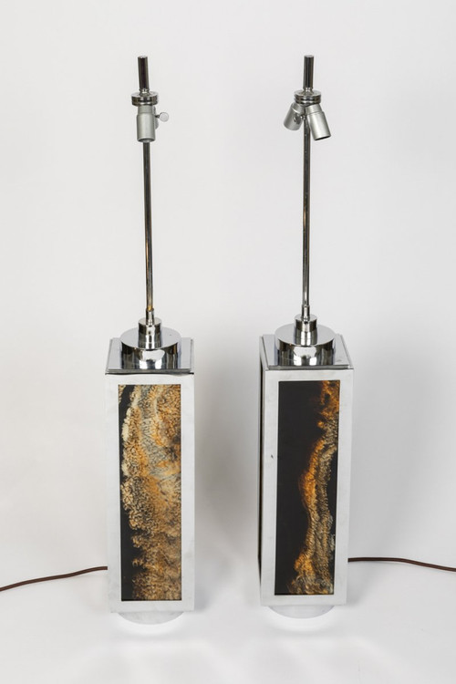 Pair Of Bakelite And Chromed Metal Lamps, 1970s - LS40271201