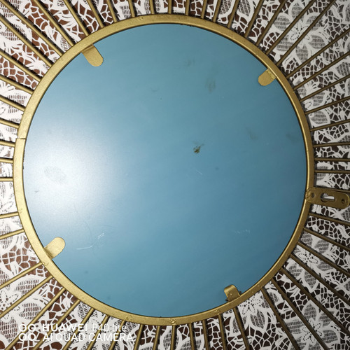 Old wall-mounted sun mirror in gilded brass in the spirit of (Chaty Vallauris)