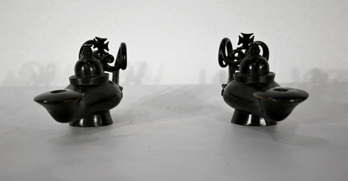 Pair of Bronze Oil Lamps – 1900