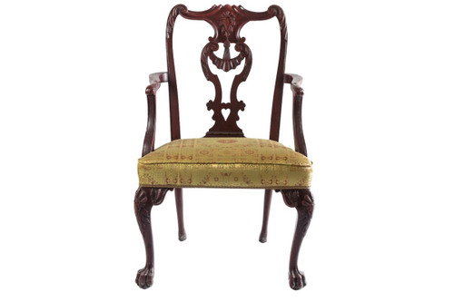 Paire De Fauteuils De Style Chippendale En Bois Laqué Rouge, Vers 1880 - LS3049B1251