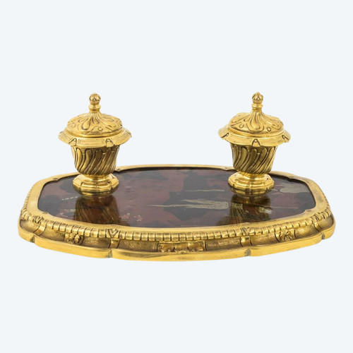 Inkwell In Gilt Bronze And Chinese Lacquer, Late 19th Century - LS50701