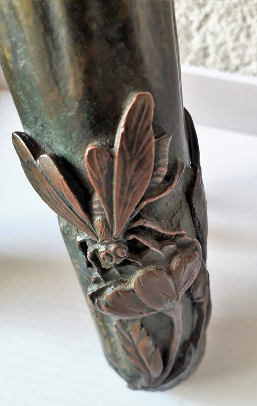 sculpture en bronze double vase 