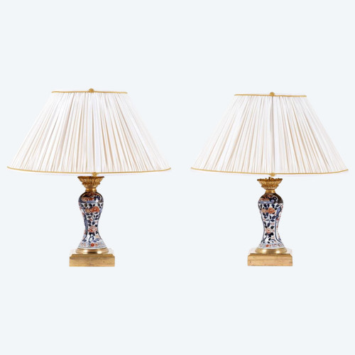 Pair of porcelain lamps with Imari decoration, late 19th century - LS3920701