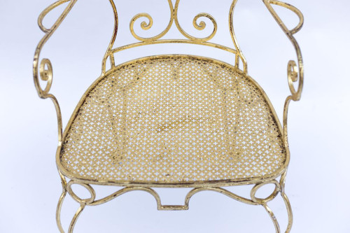 Pair Of Wrought Iron And Gilded Armchairs, Circa 1990 - LS38731551