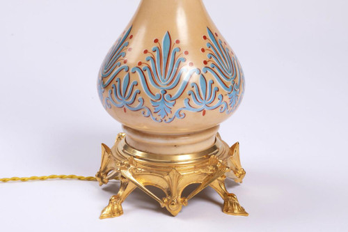 Pair Of Neo-Gothic Style Opaline And Gilt Bronze Lamps, Circa 1890 - LS3388621