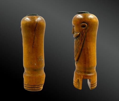 HANDLE depicting a bearded MAN'S HEAD Folk Art - Circa 1900