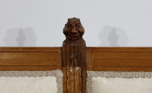 Rare Bench in Solid Walnut, Renaissance Style - Late 19th Century