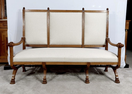 Rare Bench in Solid Walnut, Renaissance Style - Late 19th Century