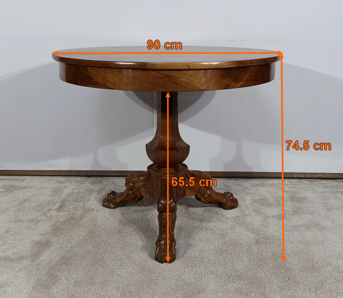 Estate Pedestal Table in Solid Walnut, Restoration Period - Early 19th Century