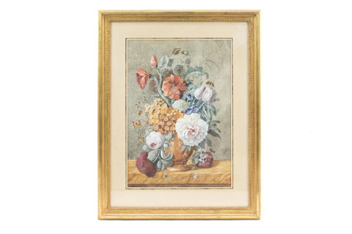 Paire De Gouaches Aux Bouquets De Fleurs, Fin XIXème Siècle - LS3555601