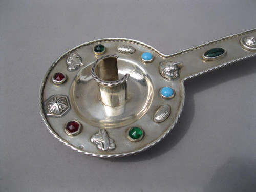 Candle Holder In Silver And Hard Stones, Early 20th Century - LS1831311