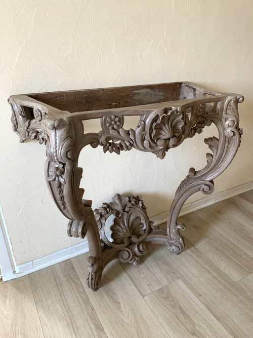 Console Galbée En Bois Peint Louis XV