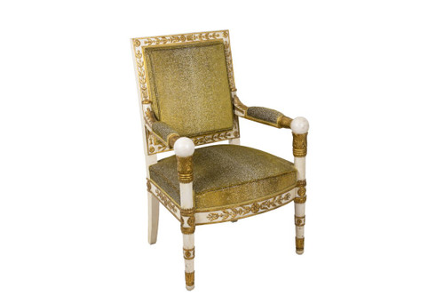 Pair of White and Gold Empire Style Armchairs, 1950s - LS35072251