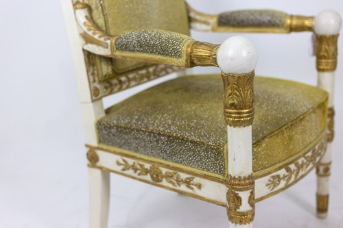 Pair of White and Gold Empire Style Armchairs, 1950s - LS35072251