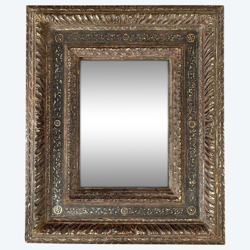 Frame In Carved And Patinated Silver Wood