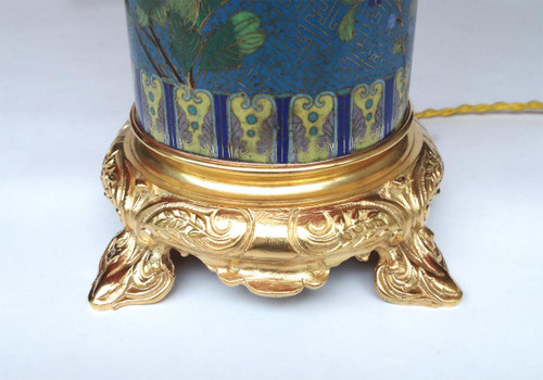 Coppia di lampade a rullo in smalto cloisonné e bronzo dorato, circa 1900 - LS3566931