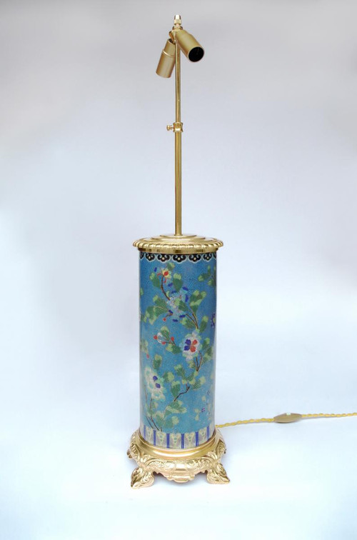 Coppia di lampade a rullo in smalto cloisonné e bronzo dorato, circa 1900 - LS3566931