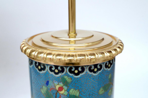 Coppia di lampade a rullo in smalto cloisonné e bronzo dorato, circa 1900 - LS3566931